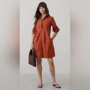 Banana Republic Factory Pocketed Mini Shirtdress Tandoori Red Petite Small